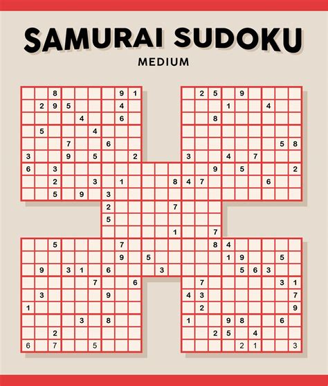 Medium Samurai Sudoku Puzzle