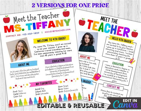 Meet the Teacher Template Designs