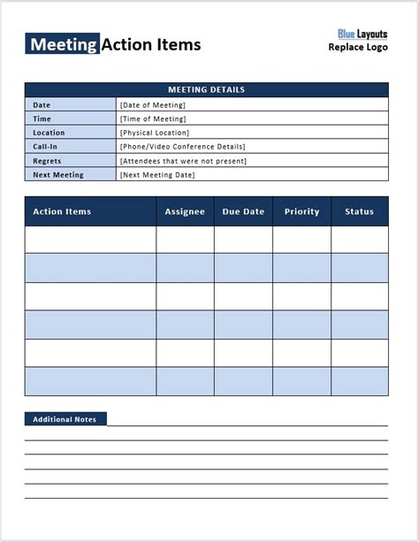 Meeting Action Item Template