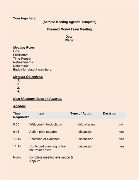 Best Practices for Meeting Agenda Template