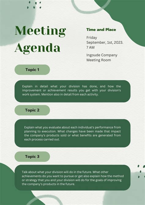 Meeting Agenda Template Canva