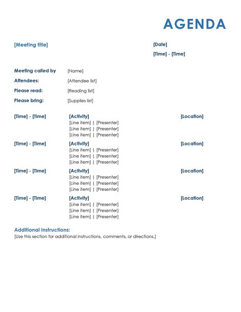 Meeting Agenda Template PowerPoint Format