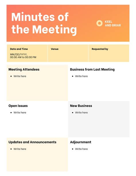 Key Components of an HOA Meeting Minutes Template