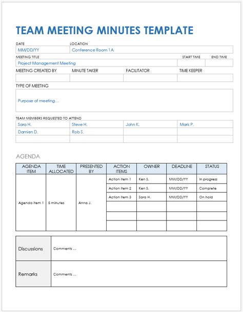 Meeting Minutes Template for Remote Meetings