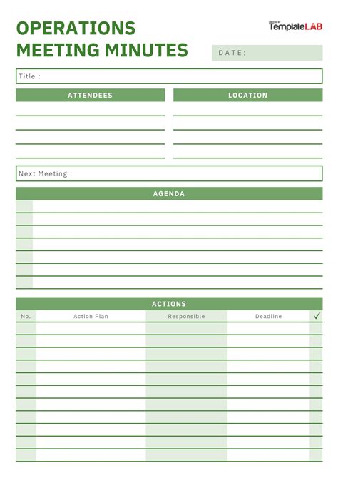 Meeting Minutes Template with Actions