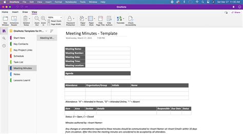 Meeting Notes OneNote Template