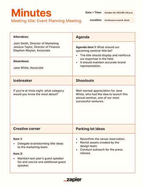 Meeting Notes Trifold Template