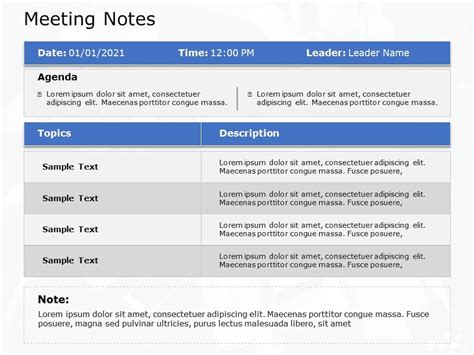 Meeting Notes Template on Google Slides