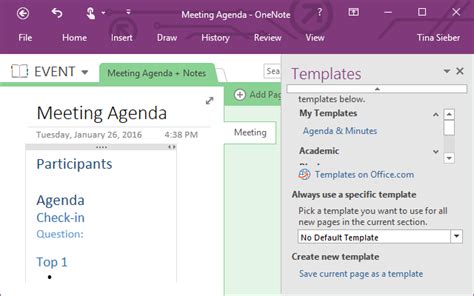 Meeting Notes Template OneNote