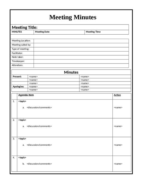 Meeting Notes Template PDF