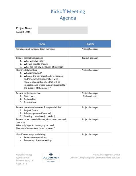 Meeting Schedule Template