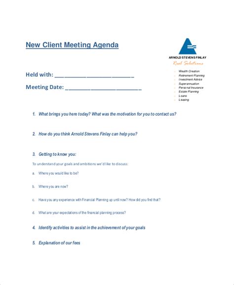 Meeting Schedule Template