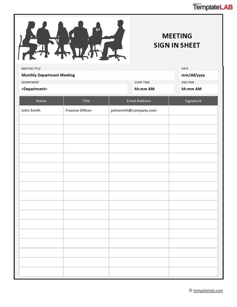 Meeting Sign-Up Sheet Template