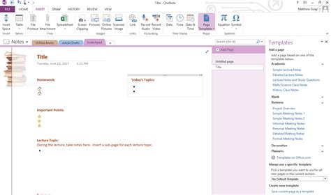 Meeting Template for OneNote