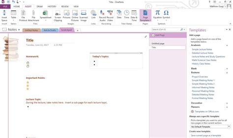 Meeting Template OneNote