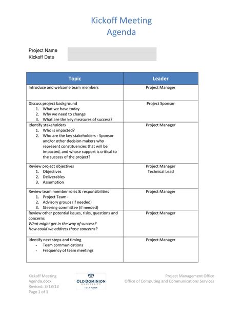 Meeting template for productivity