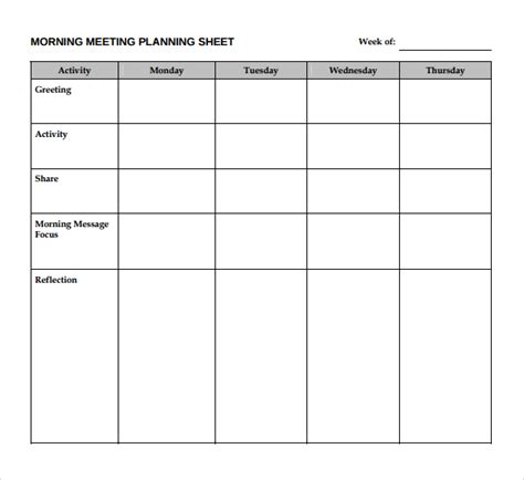 Meeting Templates for Morning Meetings