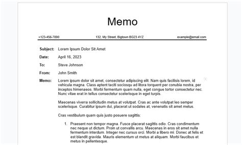 Memo Template Google Docs Example