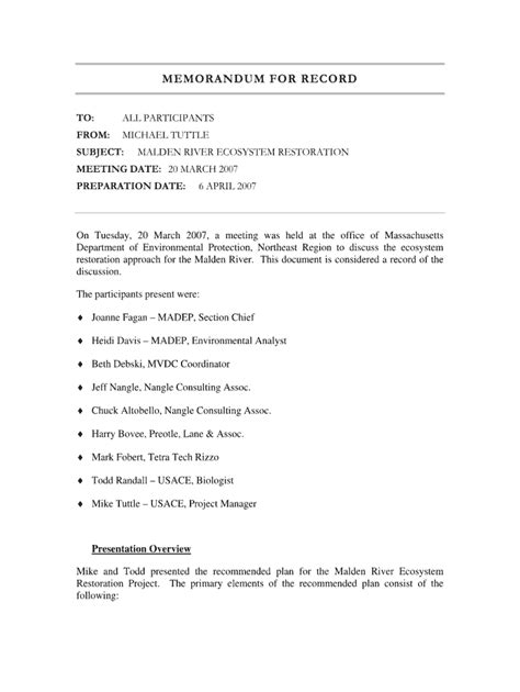 Memorandum for Record Template Visio