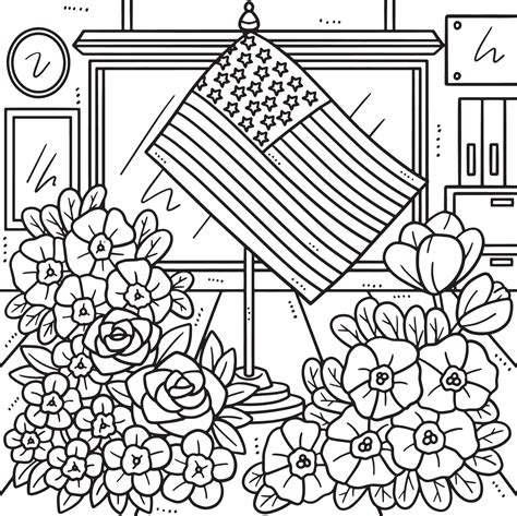 Memorial Day Coloring Pages American Flag