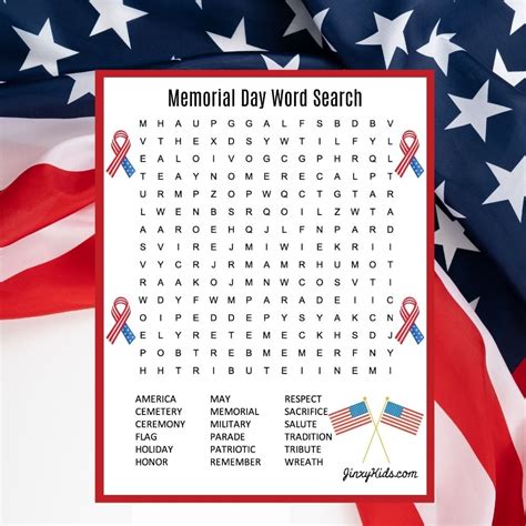 Memorial Day Word Search Printable 3