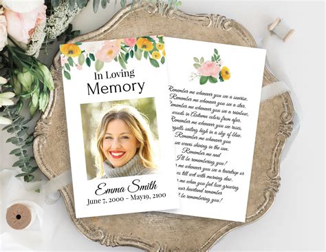 Memorial Prayer Card Template Design Example 4