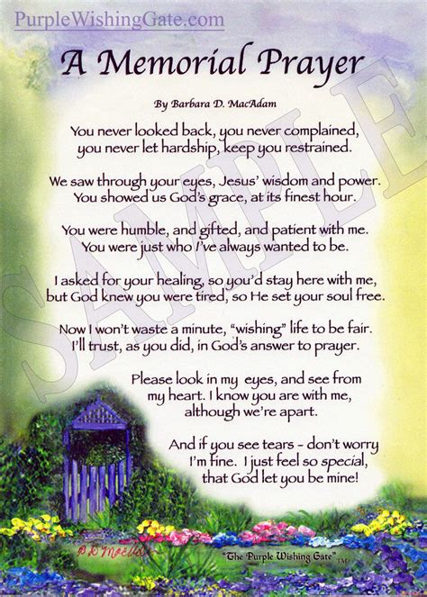 Memorial Prayer Card with Quote Template