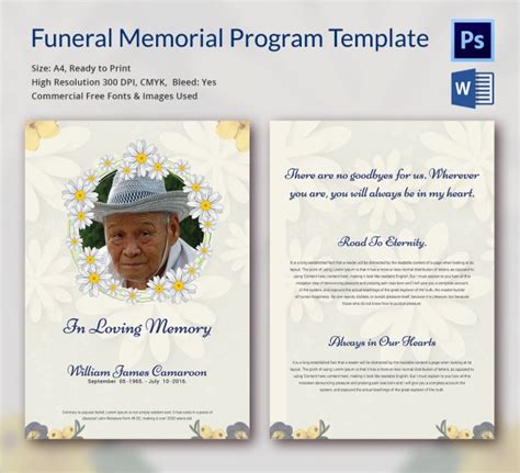 Memorial Program Template in Word