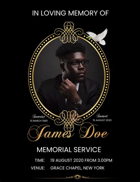 Memorial Service Flyer Template 3