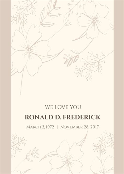 Memorial Service Folded Card Templates Made With Love