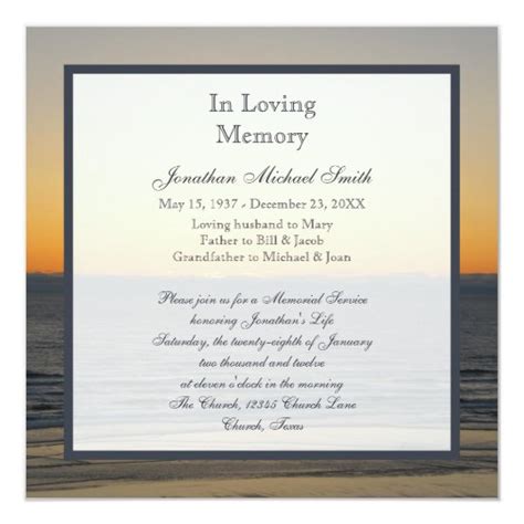 Memorial Service Invitation Wording