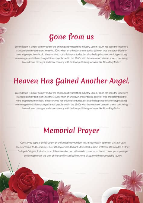 Memorial Service Template Example in Microsoft Word