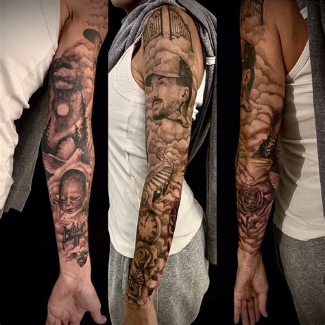 Memorial sleeve tattoo design