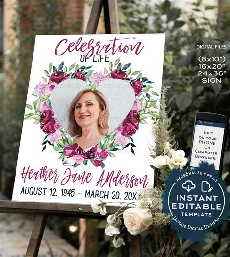 Memory Lane Celebration of Life Poster Template