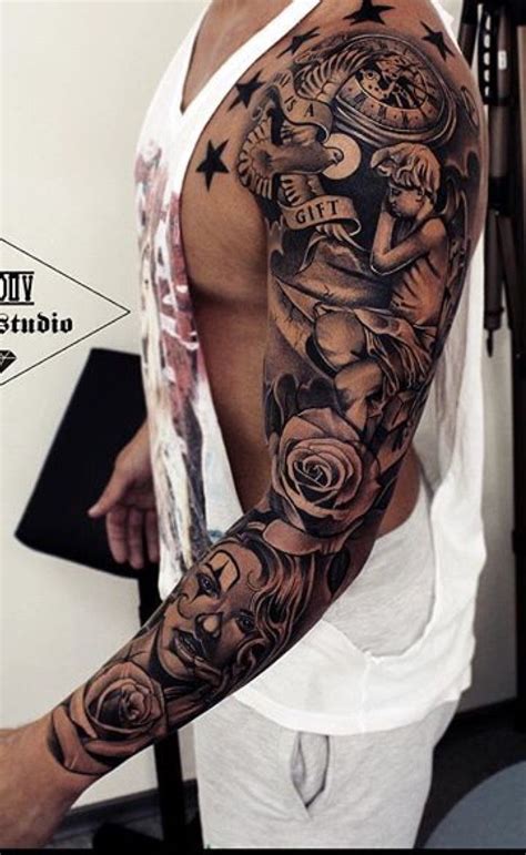 Mens arm sleeve tattoo art