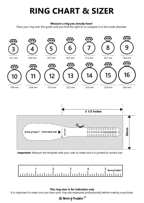 Men's Printable Ring Sizer Chart