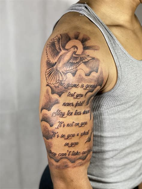 Mens tattoo stencil designs quote