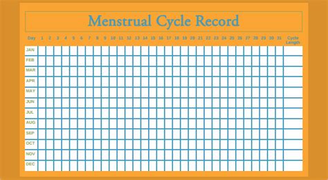 A sample menstrual calendar printable