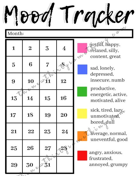 A mental health mood tracker template can help individuals monitor their emotions and thoughts