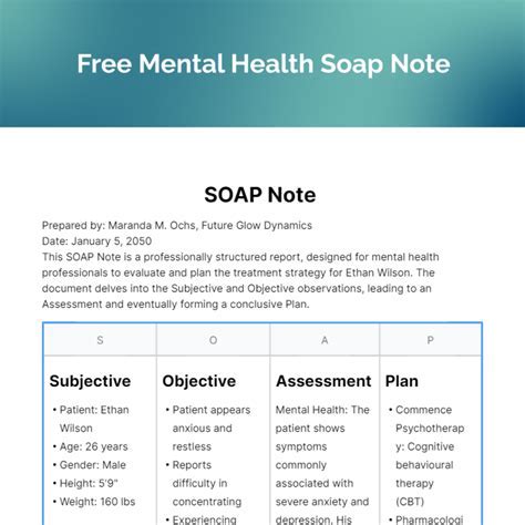 Mental Health Soap Note Template