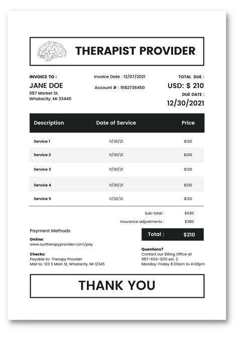 Mental Health Therapy Invoice Template