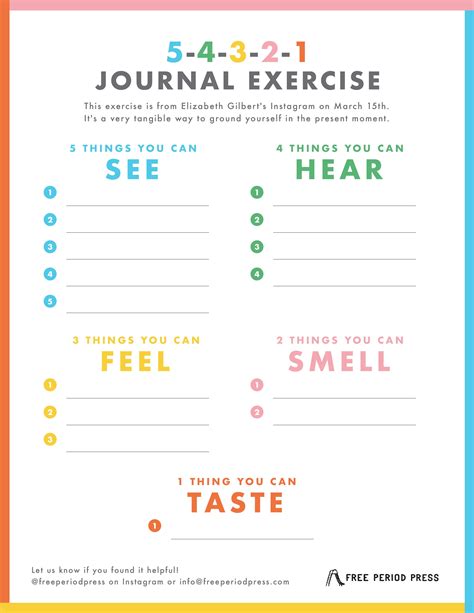 Mindfulness Exercise Worksheet