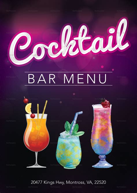 Menu design for cocktail bars