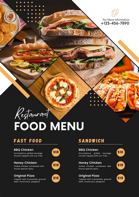 Example of a menu flyer template gallery