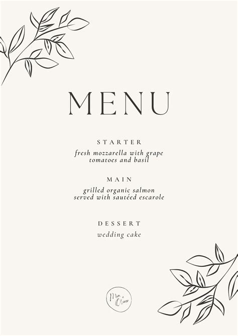 Menu-style table tent template