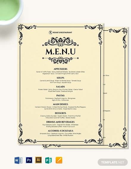 Menu Template Example 5