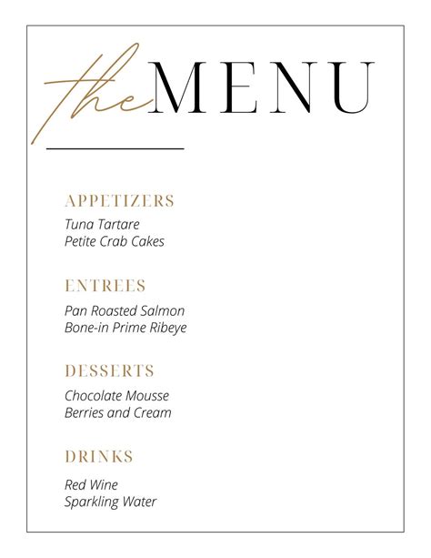 Menu Template Ideas