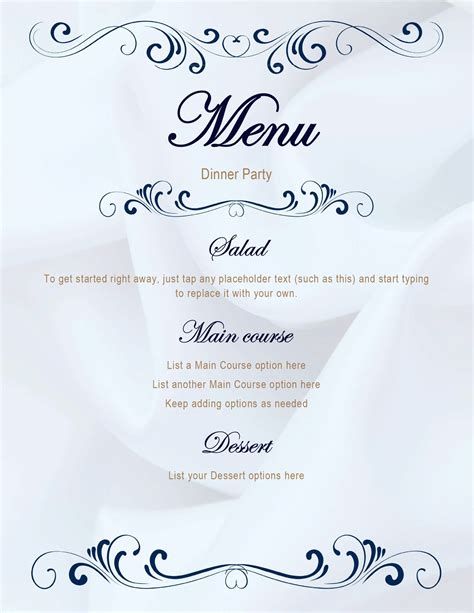 Menu Template Word