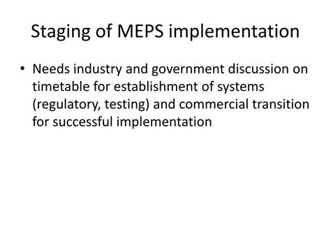 MEPS Implementation Strategies