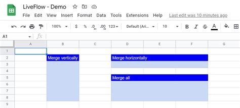 Merging cells example 1